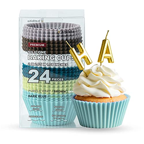 Katbite Silicone Cupcake Baking Cups 48 Pack, Heavy Duty Silicone Baking Cups, Reusable & Non-Stick Muffin Cupcake Liners Holders Set For Party Halloween Christmas Bakery Molds Supplies #TOP2