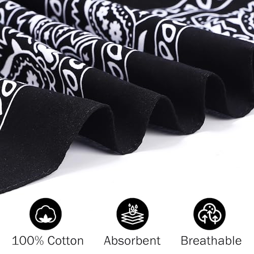 Image of Mochabao 100% Cotton 27 inch x 27 inch Large Bandanas for Men & Women, Multi-Purpose Bandana Headbands, Square Head Scarf