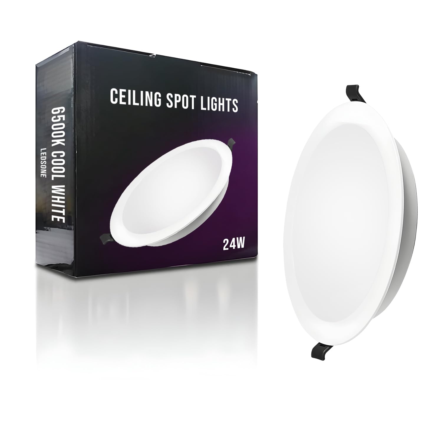 LEDSone LED Downlights for Ceiling 5W/9W/12W/18W/24W Ultra Slim LED Recessed Ceiling Spot Lights 6500K Cool White IP20 Waterproof Spotlights Ceiling Lights, 1/2 Pack (24W, 1 Pack)