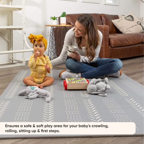 Childlike Behavior Baby Play Mat - Play Pen Tummy Time Mat & Crawling Mat Foam Play Mat For Baby With Interlocking Floor Tiles 72X48 Inches Puzzle - Baby Floor Mat Infants & Toddlers (X-Large, Grey) #TOP1