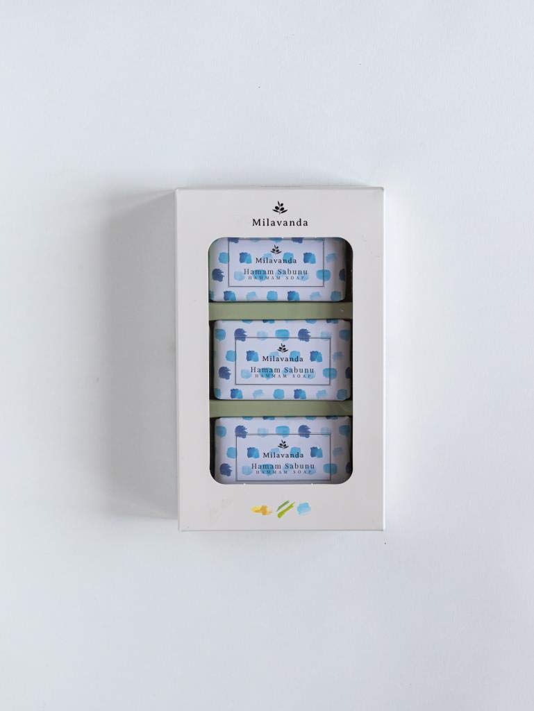 Hamam Bar Soap Set, Infused with Olive Oil, Handmade Natural Moisturizing Soap for Hands, Face and Body, Natural Bath Soap, Soap Bundle Pack of 3, Soap Gift Set