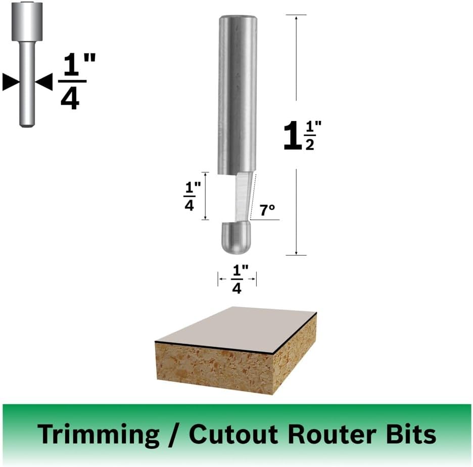 Bosch 85286 7° x 1/4 in. Solid Carbide 1-Flute Bevel Trim Bit