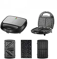 3 Em 1 Portátil Sanduicheiras Waffle Donuts Fast Antiaderente 110V/220V(110V-Aço inox-TOMATE)