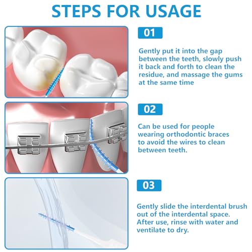 Image of Dental Floss Picks Soft Silicone interdental Brush, Braces Brush, Floss Picks for Teeth, Disposable interdental Brush, Suitable for Cleaning Teeth Health (Blue, 160pcs)