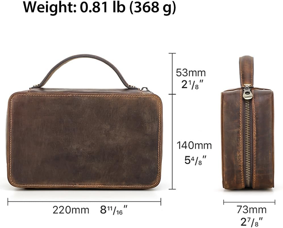 CONTACTS Pipe Tobacco Pouch with Pipe Stand Full Grain Leather Tobacco Pipe Accessories Bag Handmade Travel Organizer for 2 Pipes, Lighter, Cigarette