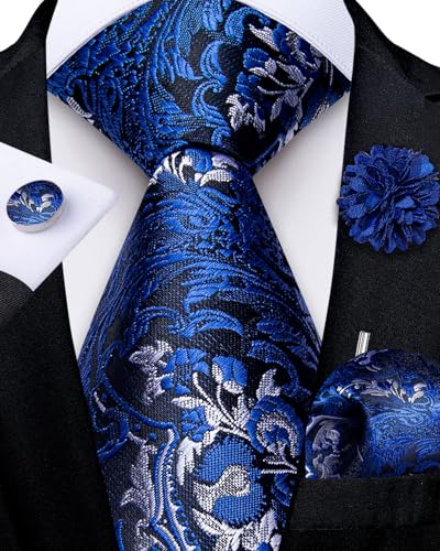 Image of DiBanGu Mens Zipper Tie Silk Pre-Tied Necktie with Gift Box