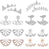 Suyi Fashion Hollow Lotus Flower Earrings Crystal Simple Chic Stud Earrings Set (8 Pairs Set5)