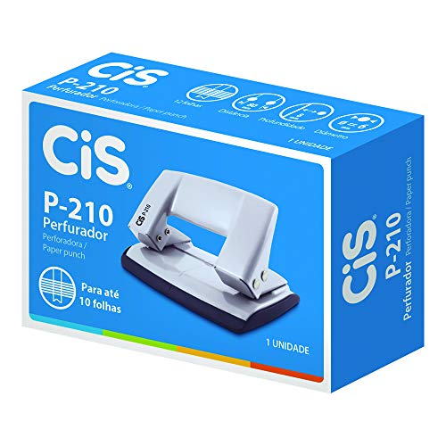 Perfurador P-210 2 furos até 10 folhas, CIS, 53.6400, Azul