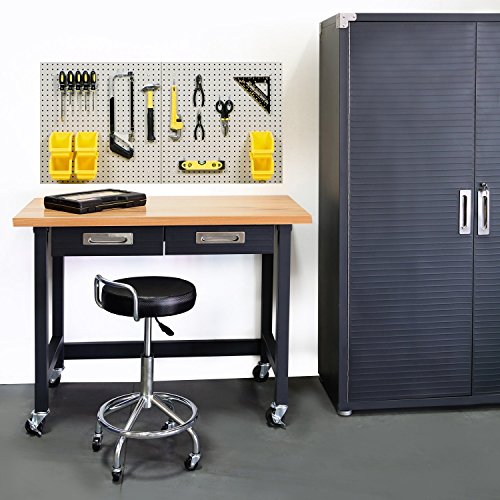 Seville Classics (UHD20271B) UltraGraphite Wood Top Workbench on Wheels (48W x 24.7D x 37.4H Inches) Graphite