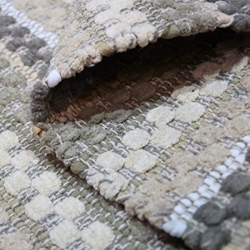 Image of The Home Talk Handmade Cotton Rectangular Door Mat | Water-Absorbent | for Bathroom, Entrance Door, Kitchen, Entry Gate, Living Room | Machine Washable | Anti-Skid | 27 X 45 Inch | Beige