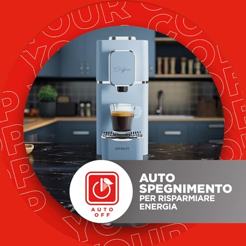 Polti Coffea S15LB, Macchina Per Caffè Espresso, Compatibile Con Cialde E.S.E. 44 Mm, Serbatoio 0,85L, Pressione Pompa 19 Bar, Colore Azzurro - 6