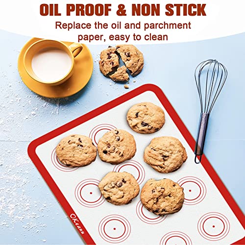 Silicone Baking Mats Set Of 5-2 Half Sheets + 1 Quarter + 1 Round & 1 Square Silicone Baking Sheet - Non-Stick Bakeware Mat For Macaroon, Cookie - Easy To Clean Silicon Baking Slip Mats #TOP5