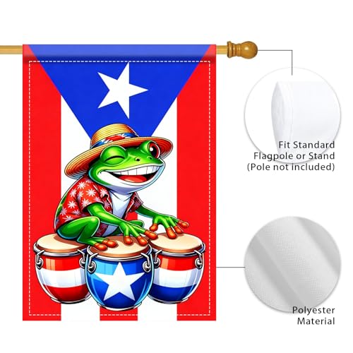 Image of Nuxovilar Puerto Rico Garden Flag Big Frog Hats Drums Polyester 27x39inch