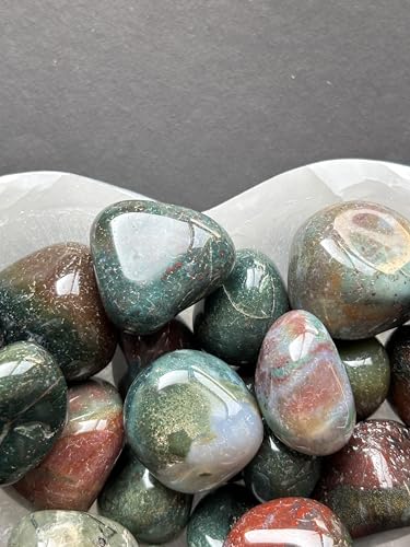 Image of Tumbled Stones, Natural Crystal Healing Stones, Home Office Decor, Aquarium Decorative Pebbles, Vase Fillers (Bloodstone, 200)