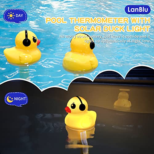 Lanblu Floating Pool Thermometer, Solar Duck Water Temperature Thermometer,Large Size Easy Read Swimming Pool Thermometer At Night,Pro Pond Thermometer,Floating Water Thermometer For Hot Tub,Spa-1Pc #TOP1