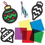 Baker Ross FX377 Christbaumschmuck Buntglas Dekoration Set - 8er Pack, Weihnachtsbaumschmuck Dekoration mit Buntglas Effekt zum Basteln und Dekorieren für Kinder