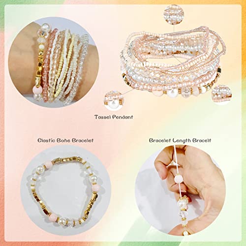 Svovin 1-8 Sets Bohemian Stackable Bead Bracelets For Women Men Stretch Multilayered Bracelet Set Boho Multicolor Jewelry C #TOP2