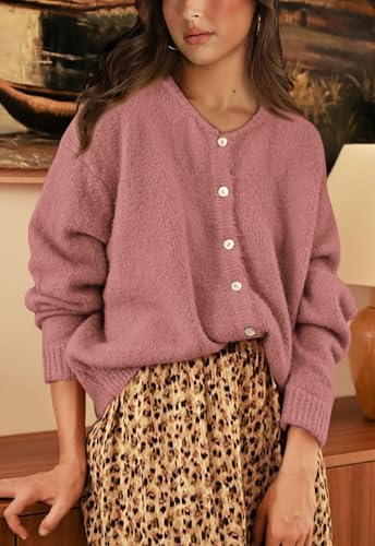 Image of PRETTYGARDEN Long Sleeve Crewneck Button Down Womens Sweaters Spring Open Front Chunky Cardigan Sweaters for Women 2026