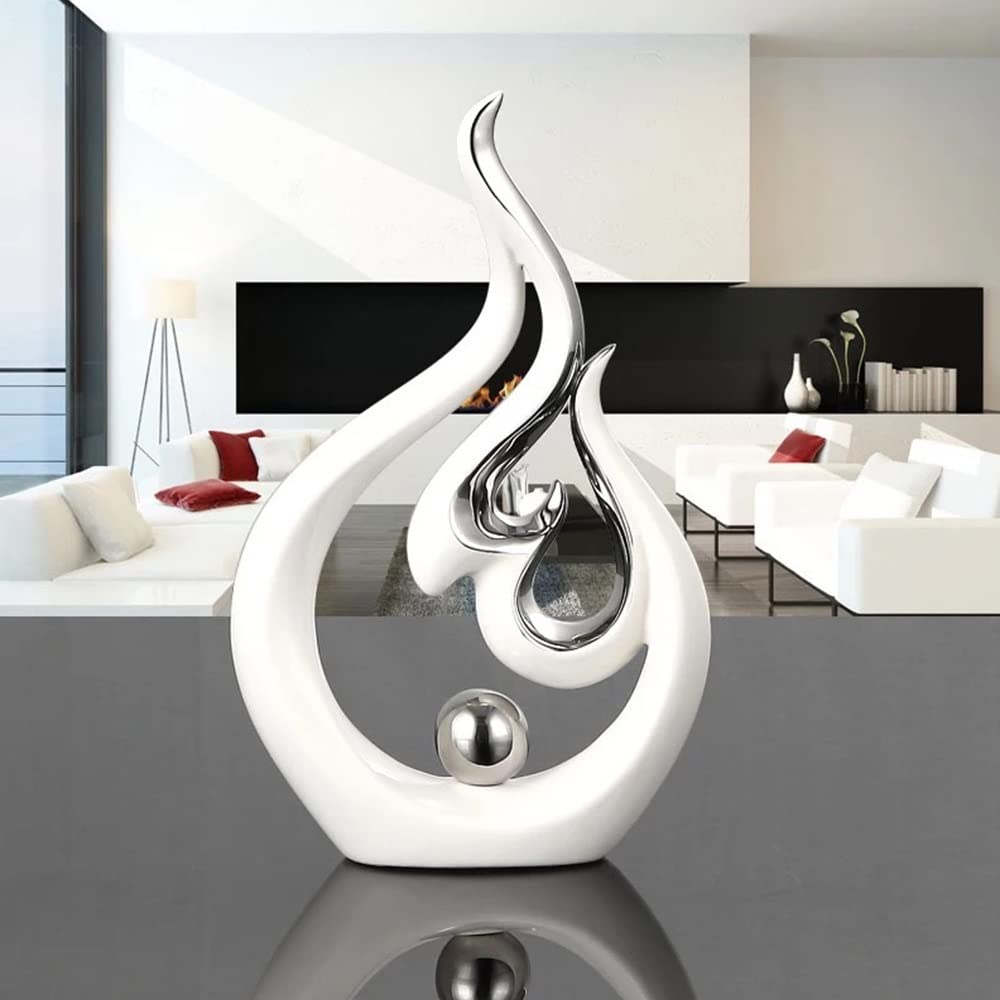 FJS Woondecoratie Modern abstract kunst keramisch beeld, decoratieve accenten voor woonkamer, eetkamer, salontafel middelpunt - geweldig cadeau-idee (zwart, klein