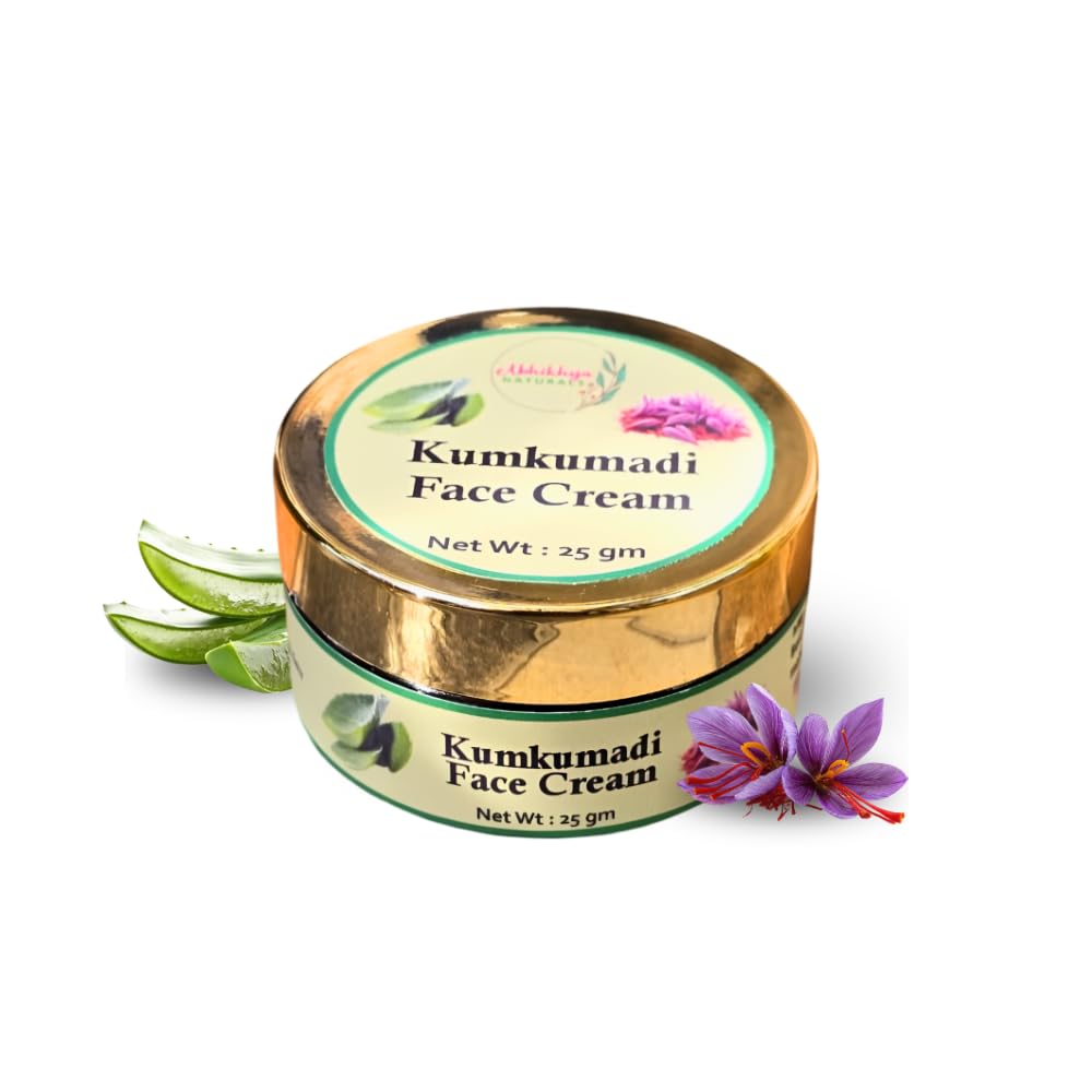 Abhikhya Naturals Kumkumadi Face Cream, 25gm | Saffron Infused, Brightening Moisturizer, Dark Spots & Pigmentation Treatment, Anti-Aging & Hydrating