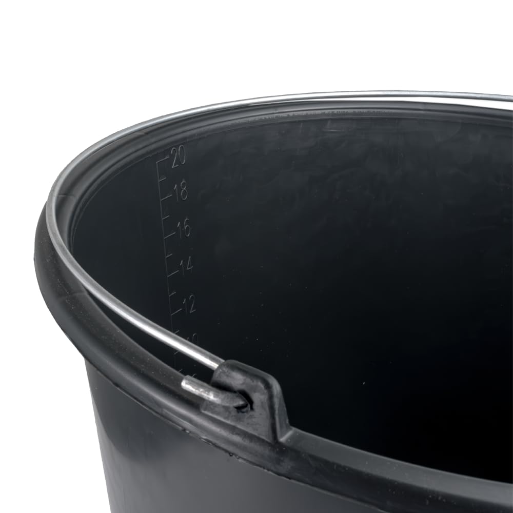 Baueimer 20 Liter aus Kunststoff Putzeimer Mörteleimer Zementeimer Wassereimer Garteneimer Kunststoff-Eimer Schwarz (10 Stück, 20 Liter)