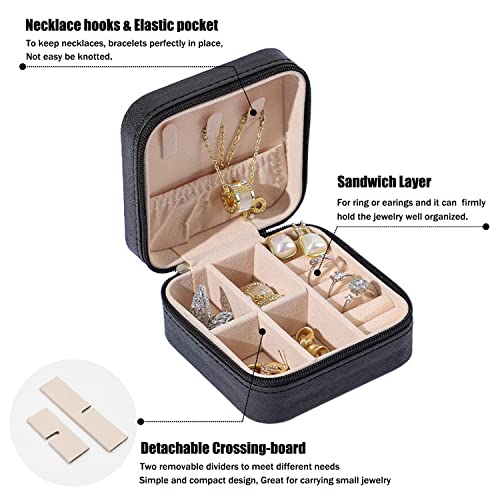 Modengkongjian Mini Jewelry Travel Case, Pu Leather Travel Jewelry Organizer Box, Small Portable Portable Jewellery Storage Holder For Womens Rings Earrings Necklaces Bracelets (Black) #TOP1
