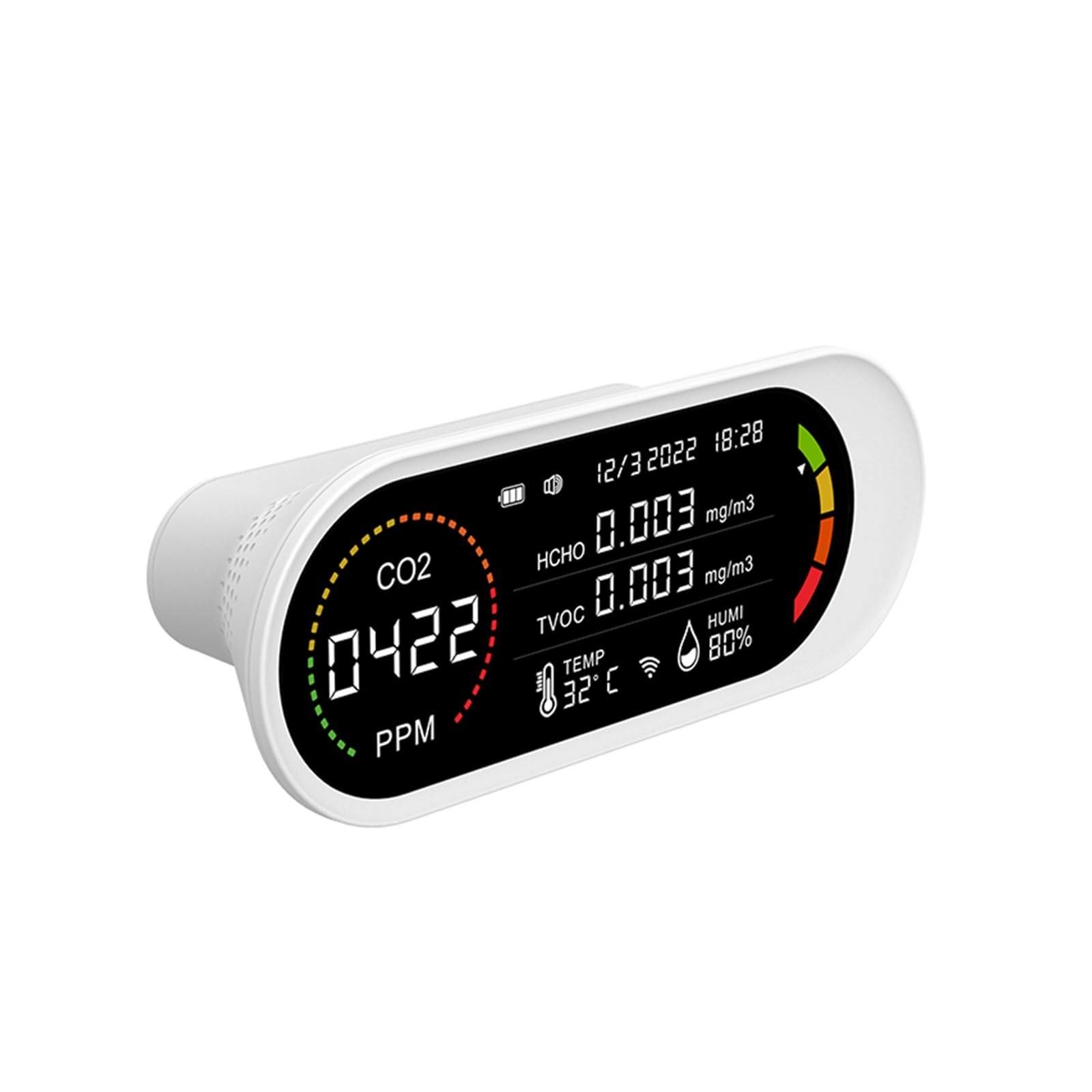 Rilevatore di qualità dell'aria 5 in 1 Misuratore CO2 TVOC HCHO Test umidità della temperatura dell'anidride carbonica Autocalibrazione Monitor Per cucina e camper