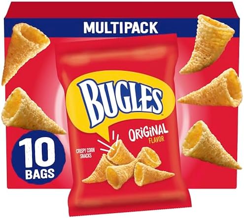 Bugles Crispy Corn Snacks, Original, Multipack of Bags, 10 Ct, 8.75 oz