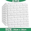 40 pezzi Adesivi Murali 3D, 38 x 35 cm Carta da Parati Adesiva Muro Autoadesiva, Impermeabile Pannello PVC Decorativo Parete, Bianco Carta da Parati Mattoni per Muri e Cucina, Ufficio e Camera #1