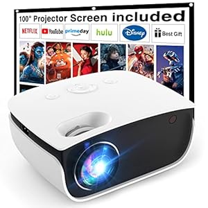 T TOPVISION Mini-beamer, 7500 liter, draagbare thuisbioscoop, ondersteunt 1080p Full HD LCD [scherm inclusief] videobeamer compatibel met smartphone/tv-stick/PS5/PC/laptop, USB