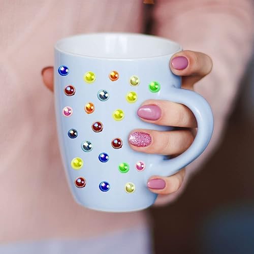 Miniatura 5 de Diamantes de imitación de resina para manualidades, 8800 piezas de diamantes de imitación de media perla de 3450.236 in de tamaño mixto para tazas,