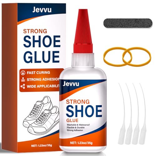 Jevvu Shoe Glue 35g, Instant Shoe Glue Sole Repair, Strong Super Shoe Goo, Clear Waterproof Quick Dry Adhesive for Sneakers, Boots, Heels, Handbags