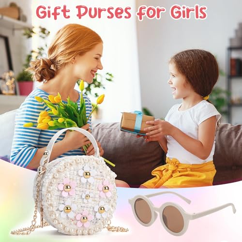LJCTULY Kids Purse for Girls Age 1-14, Flower Purse for Kids, White Toddler Wallet with Round Glasses, Cute Girls Handbag, Toddler Crossbody Bag Gift for Christmas by LJCTULY - Used condition - Image 7