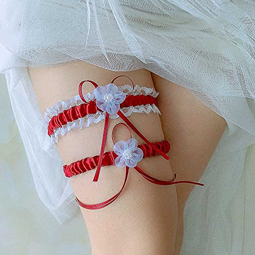 Image of Women Wedding Bridal Legs Garter Set Bridal Garters Lace Belt with Toss Away JW20