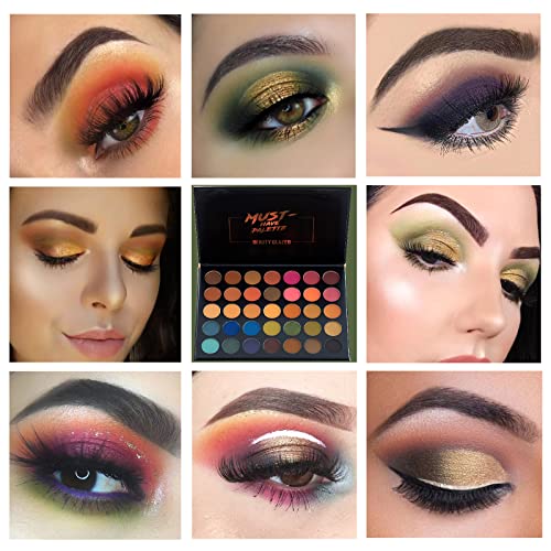 Must Have Eyeshadow Palette Foxy Look, Highly Pigmented 35 Shades Olive Matte And Shimmers Makeup Palette, Waterproof Blendable Eye Shadow, No Flaking, Little Fall Out, Stay Long, Hard Smudge, Cruelty- Free Makeup Pallet, Full Face Eye Make Up For Beginners Any Skin Tones Shading And Contouring Smokey Eye #TOP1