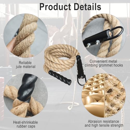 Gym Climbing Rope for Strength Training & Fitness Workout - 10ft Exercise Rope for Climbing Training Home Gym - Image 4