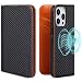 Produktbild VISOUL Hülle für iPhone 15 Pro,Schutzhülle [Carbon+Nappa Leder][Kartenfach] [Magnetverschluss] [Stand] Klapphüllen handyhülle Handytasche Etui Case für iPhone 15 Pro 10#Braun