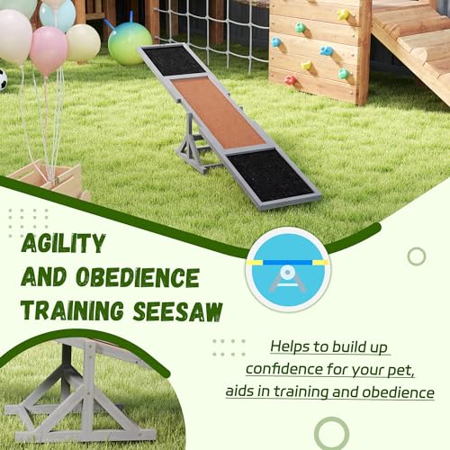 image for PawHut Wooden Dog Agility Seesaw for Training and Exercise, Platform E