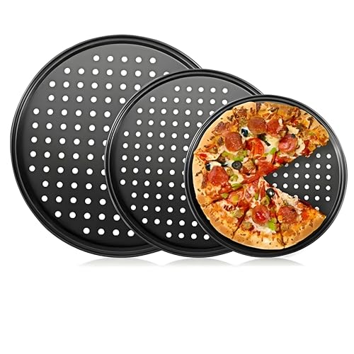 Nozzy Non-Stick Pizza Baking Pan Round Mesh Tray Set of Three - 26/28/32cm