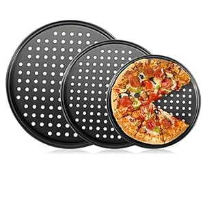 Nozzy Non-Stick Pizza Baking Pan Round Mesh Tray Set of Three – 26/28/32cm