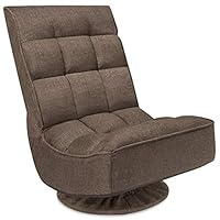 Best Choice Products Reclining Folding Floor Gaming Chair for Home, Office, Lounging, Reading w/ 360-Degree Swivel, 4 Adjustable Positions, Tufted Cushions - Coffee