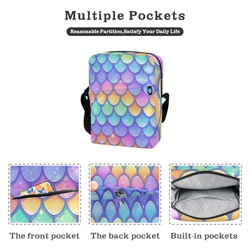 small messenger bag for women mens crossbody bag small Shoulder Handbag Adjustable Strap for Travel Travel- Rainbow Dragon Scales Shimmering2