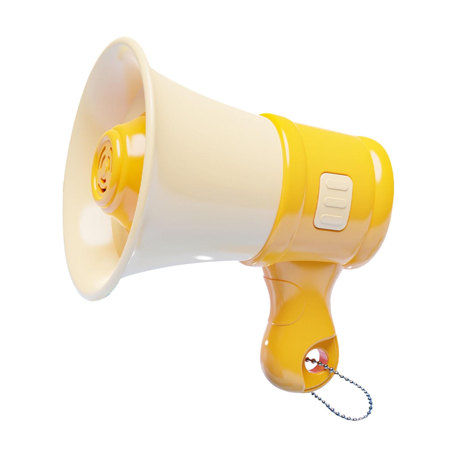 Milageto Mini Megaphone Loud Speaker Keychain Toy Handheld Mic Sound Toy with Record Bullhorn with Chain for Kids Ages 3-8+ Olds Gift, yellow