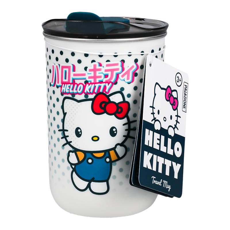 Paladone Hello Kitty Travel Mug - Officially Licensed Sanrio Coffee Cup with Lid, Insulated for Hot or Cold Drink, 350ml (11.8 fl oz)