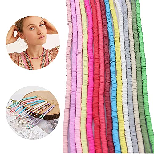 Image of PATPAT Beads for Jewellery Making Flat Beads Multicolor Flat Clay Beads for Bracelet & Necklace Making, Polymer Clay Beads for DIY Craft, Jewelry Making Girls (6mm, 15 Color) - 3000 Pieces