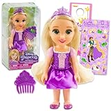 Disney Princess Rapunzel Doll and Comb Set - 4 Pc Tangled Gift Set with Rapunzel Doll for Girls, Stickers, and More Princess Toys for Kids