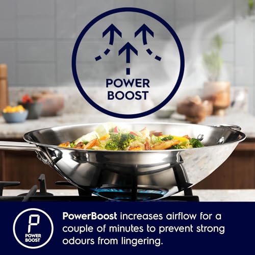 Image of Electrolux 90cm Slope Chimney for up to 440 sqft Kitchen, Filter-Free, PowerBoost, UltimateTaste 500, Stainless Steel, ECS9610K