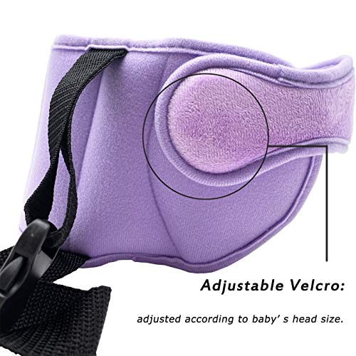 Image of Adjustable Baby Car Seat Head Support Band Baby Neck Relief Hold | Baby Safety Car Seat Neck Relief Hold, Comfortable Head Hold Head Strap for Baby, Kids, Children, Purple