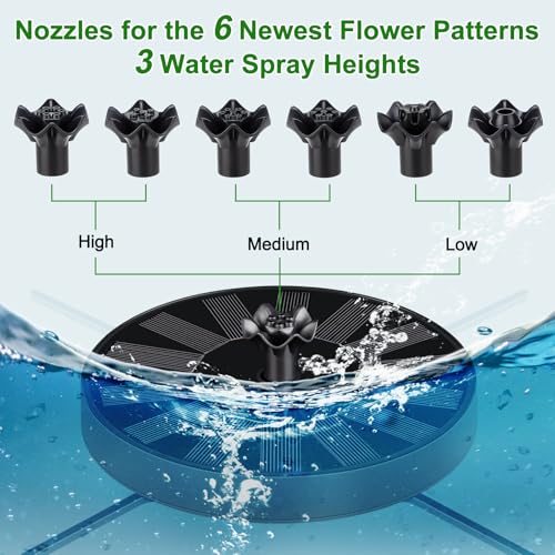 image for SEIRMEP Solar Fountain Pump with Spray Height Adjustment, Upgrade Glas