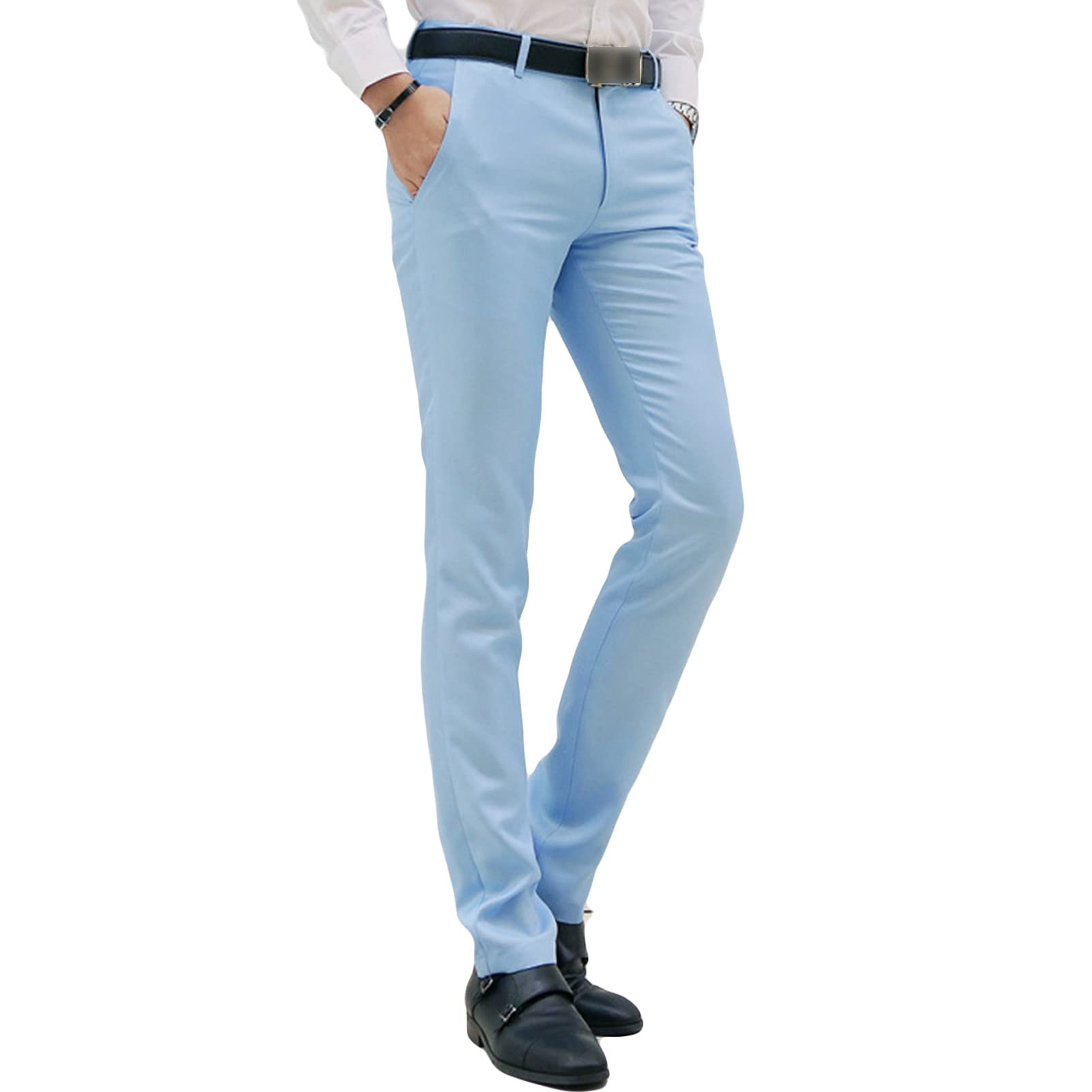 Maiyifu-GJ Mens Slim Fit Dress Pant Solid Summer Casual Straight Leg Suit Pant Lightweight Business Comfort Trousers
